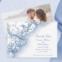 Elegante Boda de Mapa de Hilton Head South Carolin