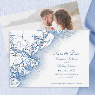 Reserva La Fecha Elegante Boda de Mapa de Hilton Head South Carolin