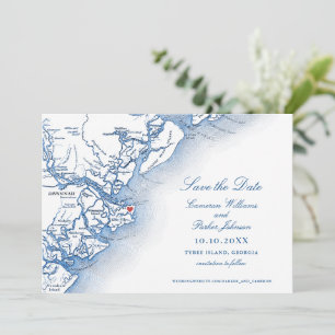 Reserva La Fecha Elegante Boda de Mapa de la Isla Tybee de Georgia