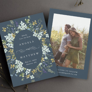 Reserva La Fecha Elegante Boda de marco de flores silvestres