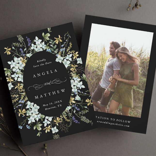 Reserva La Fecha Elegante Boda de marco ovalado de flores silvestre (Subido por el creador)