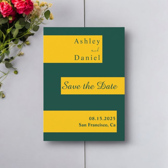 Reserva La Fecha Elegante Boda De Moda Moderna, Verde Y Dorado (Subido por el creador)