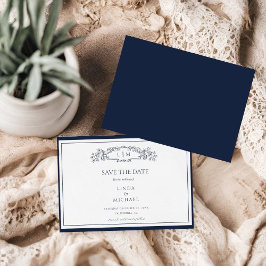 Reserva La Fecha Elegante boda de monograma escudo botánico de la M