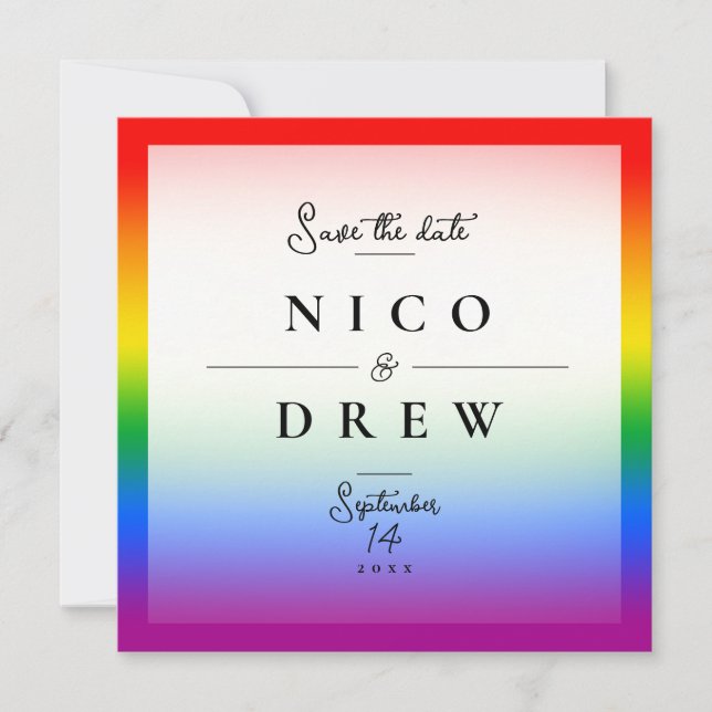 Reserva La Fecha Elegante boda de orgullo LGBTQ+  (Anverso)