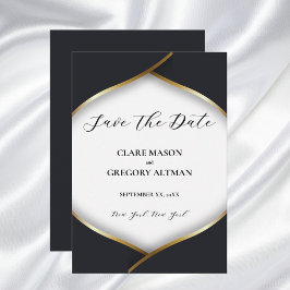 Reserva La Fecha Elegante Boda de oro blanco negro