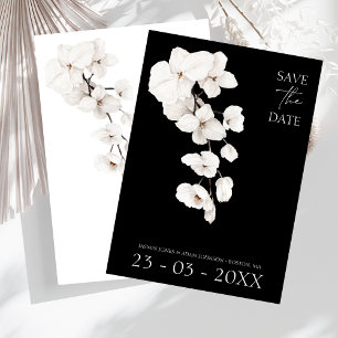 Reserva La Fecha Elegante Boda de orquídeas blancas y negras