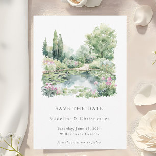 Reserva La Fecha Elegante Boda de paisajes de verano en el jardín a