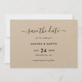 Reserva La Fecha Elegante Boda de papel Kraft
