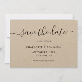 Reserva La Fecha Elegante Boda de papel Kraft con escritura moderna
