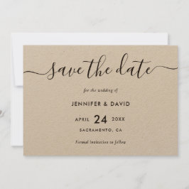 Reserva La Fecha Elegante Boda de papel Kraft moderno