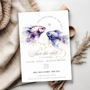 Reserva La Fecha Elegante Boda de Pescado Costero Lilac