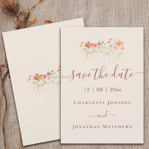 Reserva La Fecha Elegante Boda de Pradera de Flores Silvestres Boho