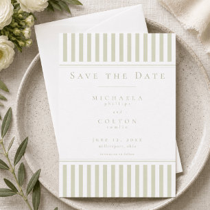 Reserva La Fecha Elegante Boda de Raya Verde Menta Clásica