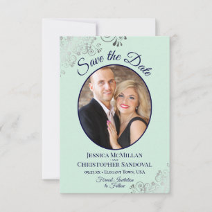Reserva La Fecha Elegante Boda de ropa interior y foto de plata