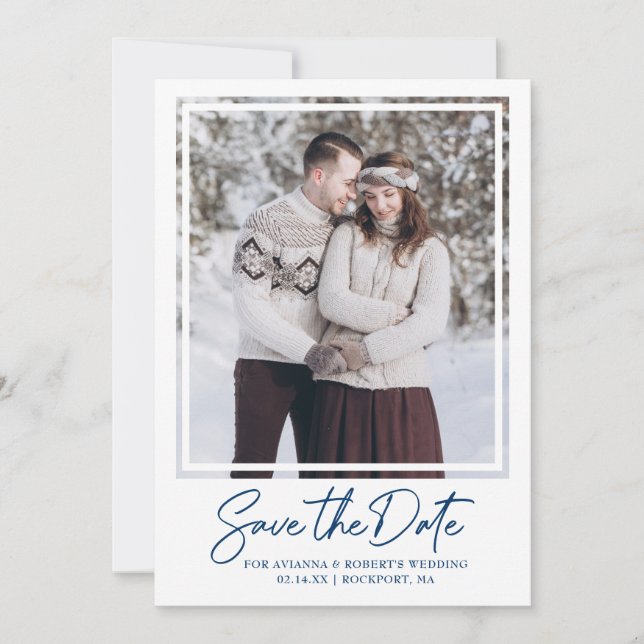 Reserva La Fecha Elegante Boda de texto y fotografía (Anverso)