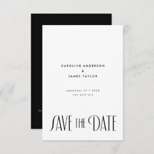 Reserva La Fecha Elegante Boda de tipografía minimalista Art Deco