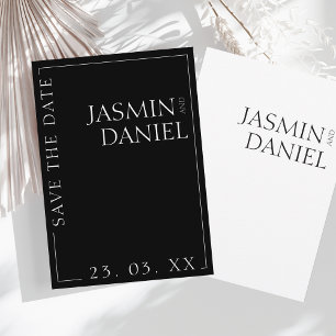 Reserva La Fecha Elegante Boda de tipografía minimalista blanco neg