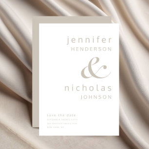Reserva La Fecha Elegante Boda de Tipografía Taupe
