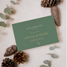 Elegante Boda de Tipografía Verde y Oro