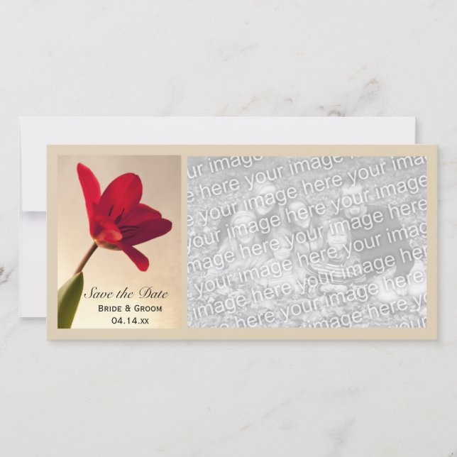 Reserva La Fecha Elegante Boda de Tulipanes Rojos Salven la Fecha (Anverso)