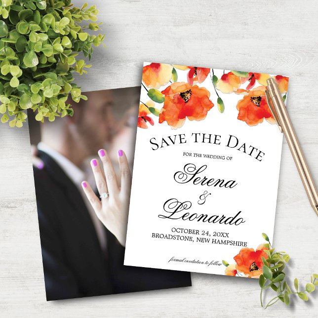 Reserva La Fecha Elegante Boda de Verano de Disquetera Dorada Salva (Elegant Golden Poppy Summer Wedding Save the Date)
