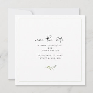 Reserva La Fecha Elegante Boda de verde blanco y negro