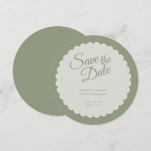 Reserva La Fecha Elegante Boda de vieira Sage Green Script