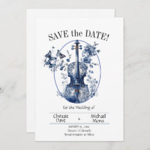 Elegante Boda de violín blanco y azul