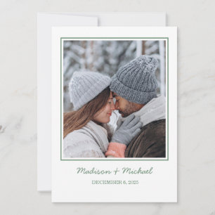 Reserva La Fecha Elegante Boda de Wreath Botánico de Invierno Verde
