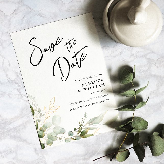 Reserva La Fecha Elegante Boda del follaje Eucalyptus (Our elegant Eucalyptus Invitation sets the tone for a sophisticated and memorable celebration.)