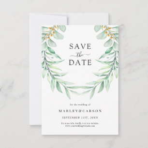 Reserva La Fecha Elegante Boda del follaje verde