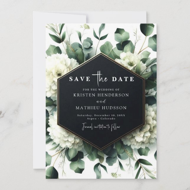 Reserva La Fecha Elegante Boda digital Eucalyptus (Anverso)