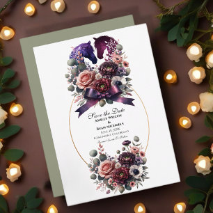 Reserva La Fecha Elegante Boda ecuestre acuarela