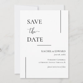 Reserva La Fecha Elegante Boda en Blanco y Negro Guardar la Fecha