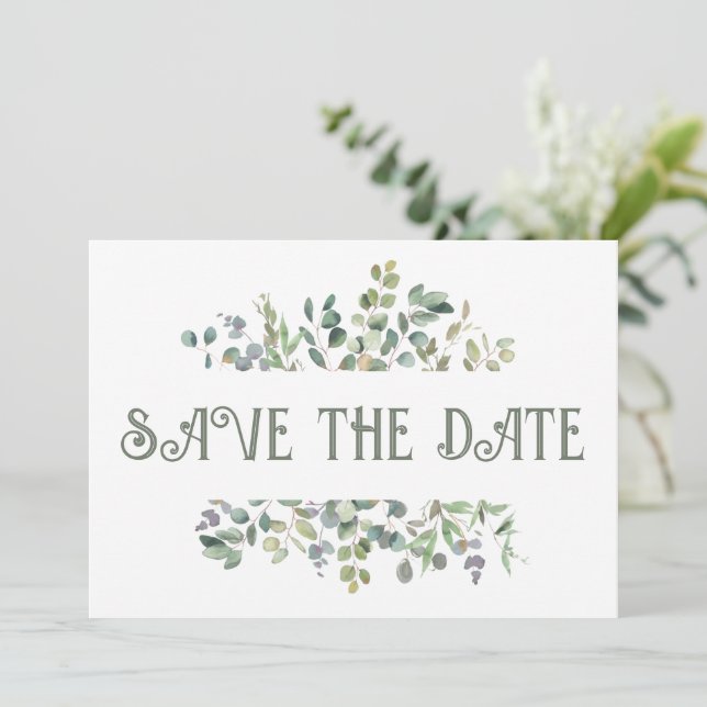 Reserva La Fecha Elegante Boda Eucalyptus Boho Greenery (Anverso de pie)