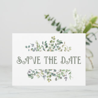 Reserva La Fecha Elegante Boda Eucalyptus Boho Greenery