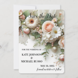 Reserva La Fecha Elegante Boda floral