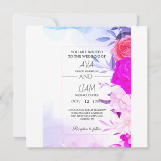 Reserva La Fecha Elegante Boda Floral Acuarela Turquesa Azul