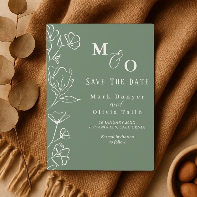 Reserva La Fecha Elegante Boda floral blanco (Subido por el creador)