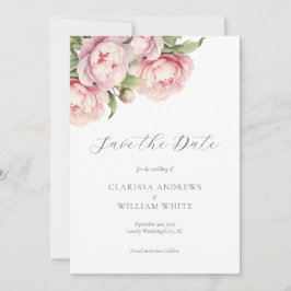 Reserva La Fecha Elegante Boda floral blanco moderno de Rubor