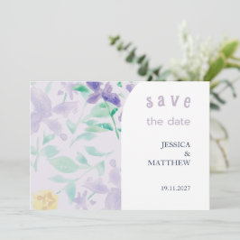 Reserva La Fecha Elegante Boda floral Boho Lilac