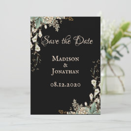 Reserva La Fecha Elegante boda floral con letra script negra
