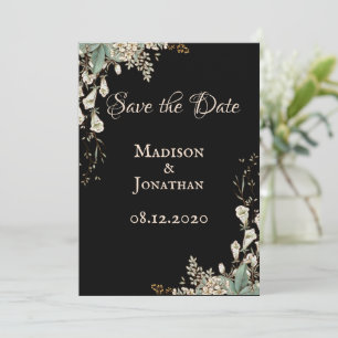 Reserva La Fecha Elegante boda floral con letra script negra