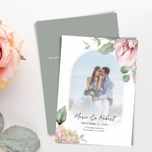 Reserva La Fecha Elegante Boda floral de arco rosado de Rubor