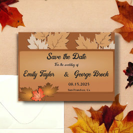 Reserva La Fecha Elegante Boda Floral de Hojas de Otoño Rústico