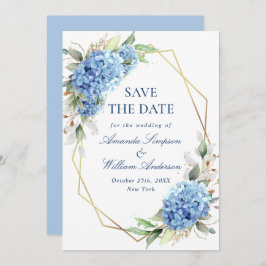 Reserva La Fecha Elegante Boda floral de Hydrangea azul
