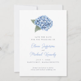Reserva La Fecha Elegante Boda floral de Hydrangea azul