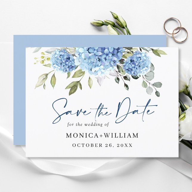 Reserva La Fecha Elegante Boda floral de Hydrangea azul (Subido por el creador)