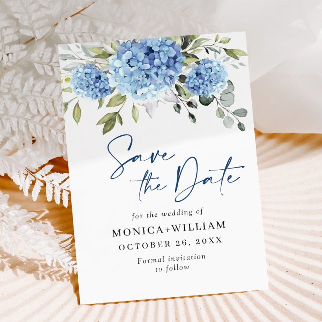 Reserva La Fecha Elegante Boda floral de Hydrangea azul (Subido por el creador)