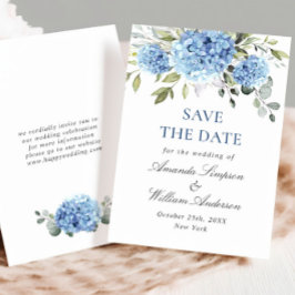 Reserva La Fecha Elegante Boda floral de Hydrangea azul
